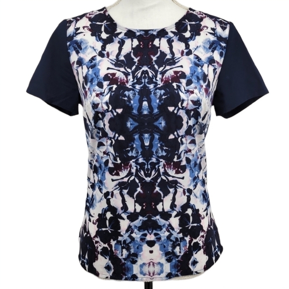 Cynthia Rowley Abstract Blue Floral Pattern Blouse Size S - Picture 11 of 11